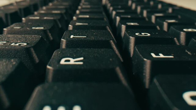 Old vintage keyboard retro pc close-up , Old computer studio close-up, Desktop vintage retro wave display, late 90s PC.