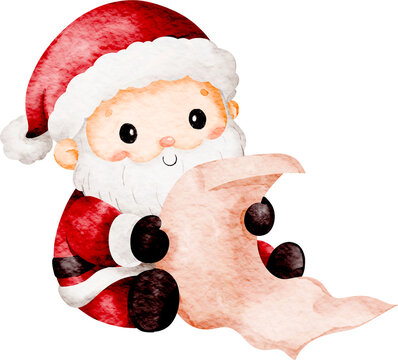 Santa Claus Watercolor Illustration 