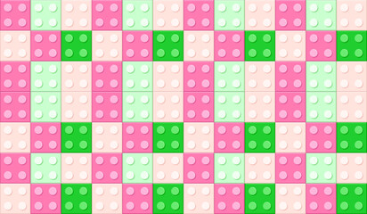 Fototapeta premium Colorful Toy Building Block Pattern in Pink and Green Seamless Background. Illustration Vector