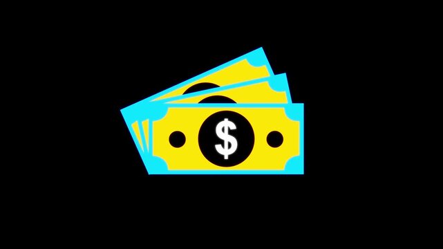 Motion Animation Money Dollar sign icon with Green Screen