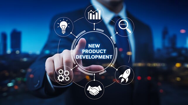 New product development strategy with business professional and digital innovation concept