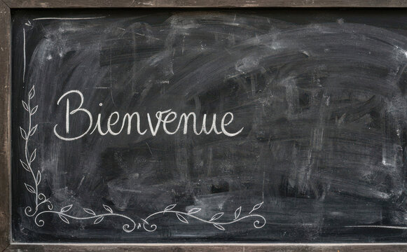 Bienvenue sur tableau noir ardoise craie message francais accueil ecole education enseignement