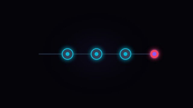 Minimalist Progress Bar Animation with Glowing Circular Indicators.