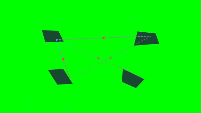 Abstract 3D Geometric Shapes Floating on Green Screen Background.