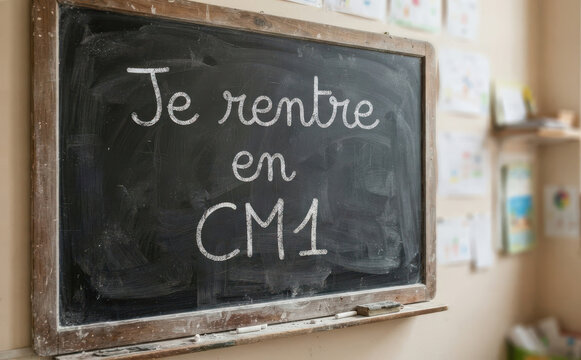 Je rentre en CM1 rentree scolaire tableau noir ecole education eleve classe