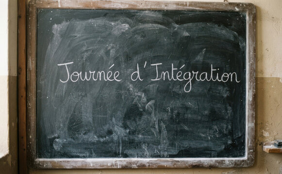 Journee d Integration written on school blackboard for education and welcome day concepts