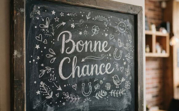 Bonne Chance tableau noir ecriture manuelle craie vecteur illustration design graphique