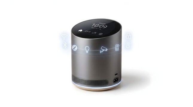 Modern smart home automation hub displaying digital interface icons for connected devices with connectivity automation controls showing connectivity