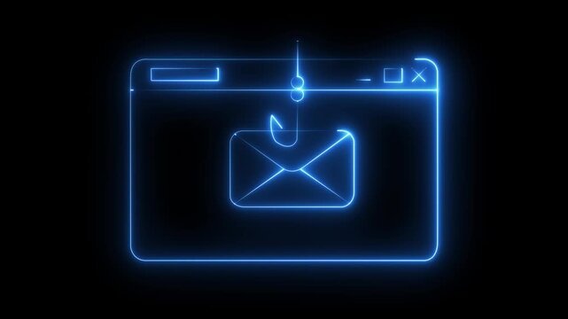 neon message icon animation with black background. message icon concept. Glowing email icon on a laptop screen. Message mail box.4k motion video animation.