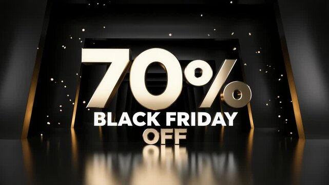 Black Friday 70 Percent Off Luxury Golden Shopping Sale Promotion