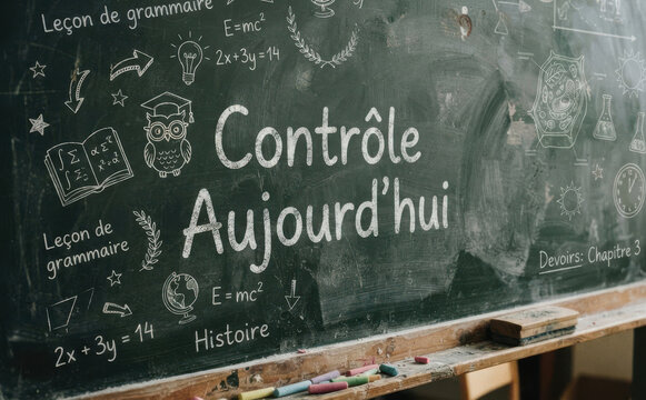 Controle Aujourdhui Texte sur tableau noir ecole education revision test examen classe apprentissage savoir