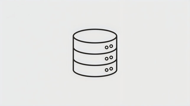 Minimalist database server icon with layered storage structure and flat line art design.