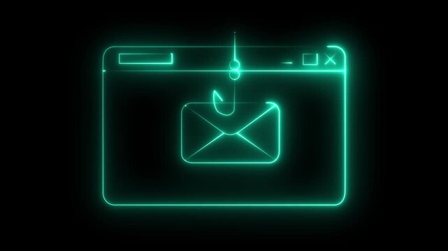 neon message icon animation with black background. message icon concept. Glowing email icon on a laptop screen. Message mail box.4k motion video animation.