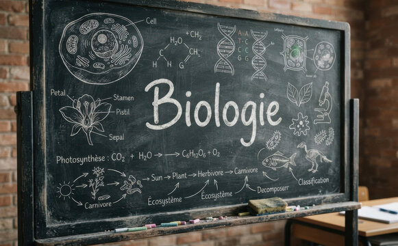 Biologie tableau noir ecole science education schema botanique biologie cellulaire