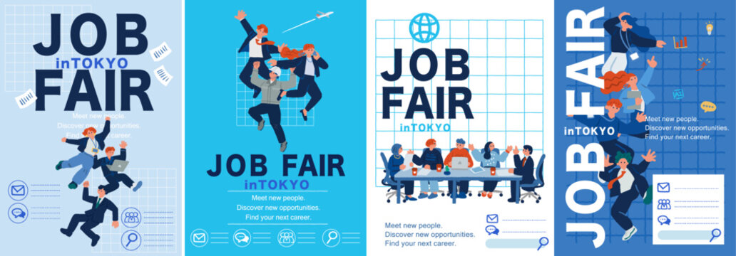 「JOB FAIR in TOKYO」就職・転職フェアをテーマにしたポスターデザインセット
