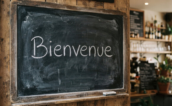 Bienvenue - Panneau ardoise avec message de bienvenue pour restaurant et cafe