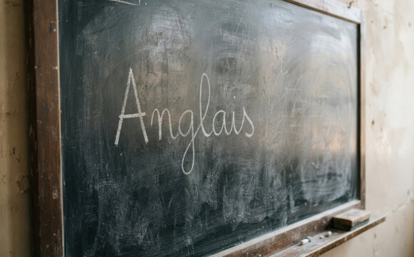 Anglais ecrit sur un tableau noir d ecole pour l apprentissage des langues et l education