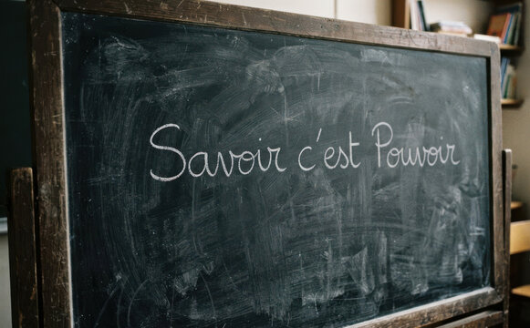 Savoir c est Pouvoir phrase ecrite sur un tableau noir d ecole ecole education apprentissage savoir connaissance
