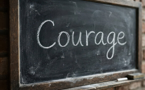 Courage ecrit a la craie sur un tableau noir concept de motivation et de developpement personnel