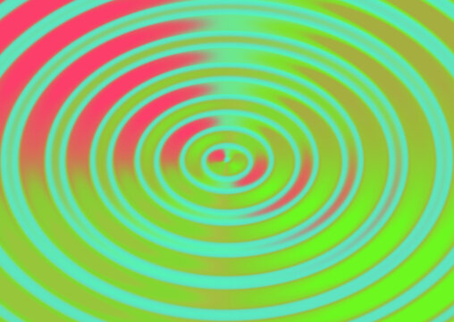 Abstract digital background featuring vibrant concentric circles in bright neon green pink and yellow colors creating a hypnotic effect