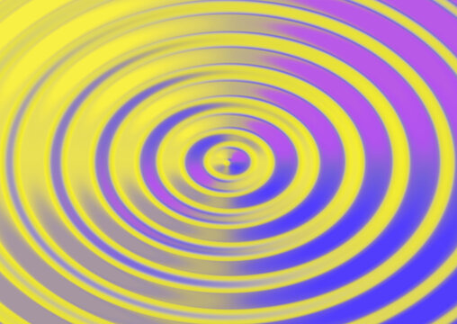 Abstract background featuring vibrant yellow and purple concentric circles creating a hypnotic ripple effect with smooth flowing gradient patterns