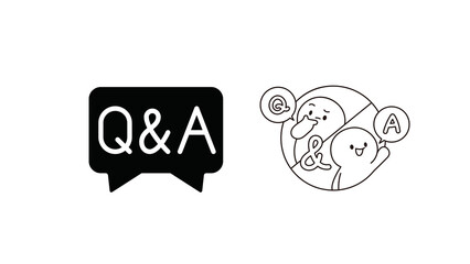 Naklejka premium Q&A icon isolated on transparent background. Modern question and answer PNG symbol for FAQ, help, support, education, websites, apps, UI and graphic design projects