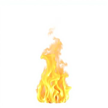 Real fire flame isolated on white background. Burning blaze element for creative design.