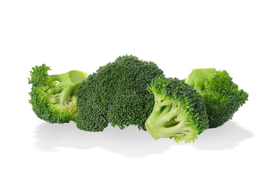 Vegetarian food. Broccoli displays rich green florets on a clean surface, PNG