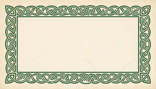 Celtic Knot Ornamental Rectangular Border Frame with Empty Copy Space
