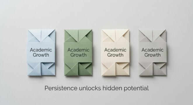Academic Growth represented by folded paper rectangles with text