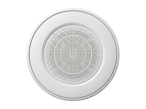 White circular speaker grille with perforated pattern for audio equipment design.