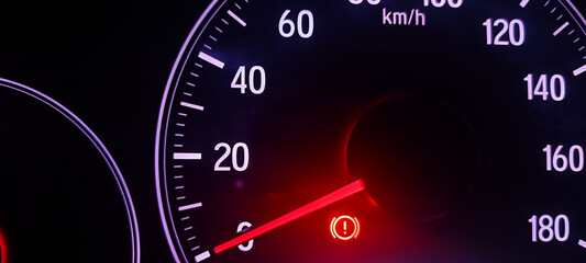 Fototapeta premium close up car speedometer on black background