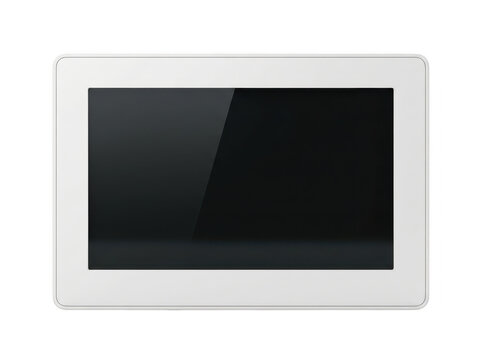 Modern digital display screen with black gradient on white frame.