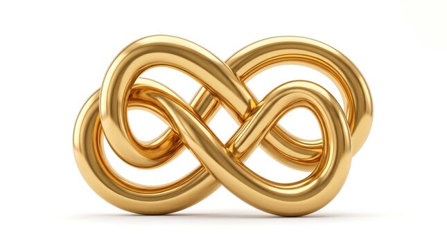 Luxury Gold 3D Infinity Knot Symbol for Eternity, Continuity, and Endless Connection Concept