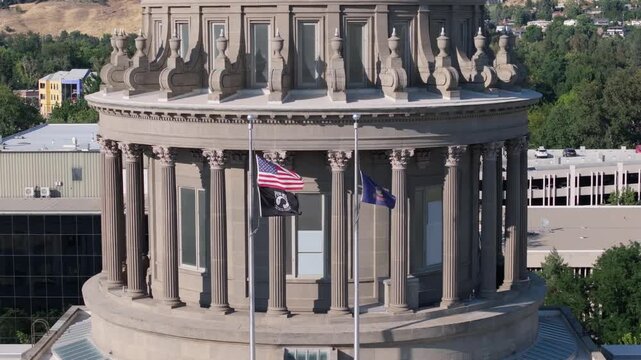 Cinematic drone footage captures historic government building