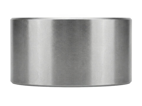 Stainless steel cylindrical container with smooth matte finish against white background.