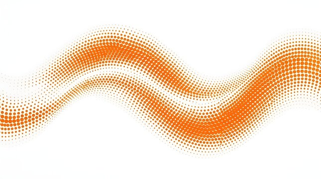Orange halftone dot wave pattern on white background texture with abstract wave