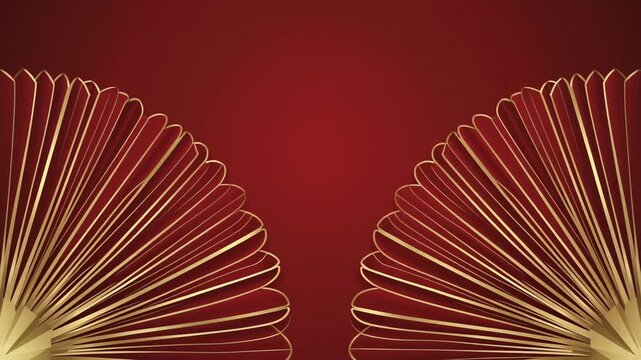 金色の扇模様が広がる正月背景