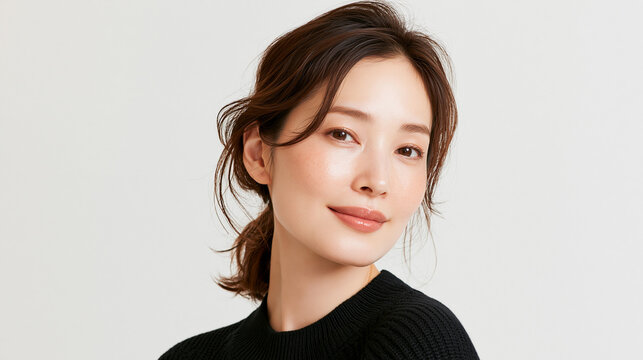 美容, 女性, スキンケア, 化粧品, ビューティー, 若い女性, 美肌, 日本人, アジア人, フェイシャル, メイク, 美容液, 保湿, クリーム, エイジングケア, 美容医療, エステ, 美容クリニック, 肌ケア, ナチュラルメイク, 透明感, ツヤ肌, モデル, 笑顔, ポートレート, クローズアップ, リラックス, 癒し, 健康的, 美白, コラーゲン, ヒアルロン酸, アンチエイジング