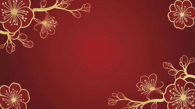 金色の梅模様で彩る正月背景