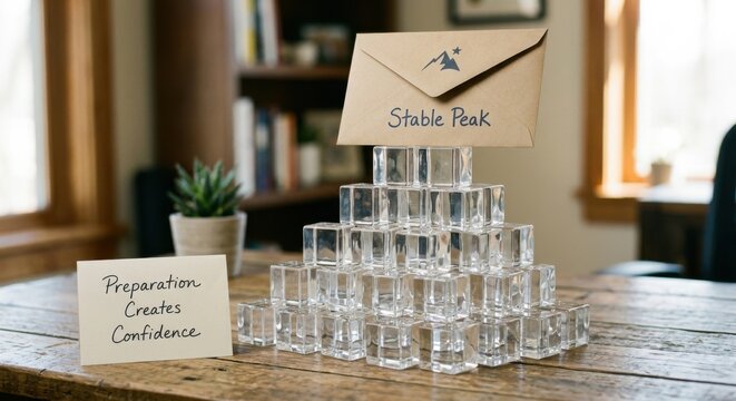 Crystal Cubes Pyramid Displaying Envelope with Stable Peak Branding