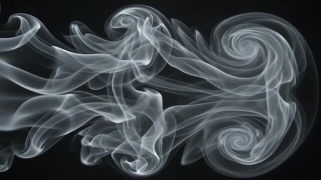 Single white smoke vortex ring moving through dark space