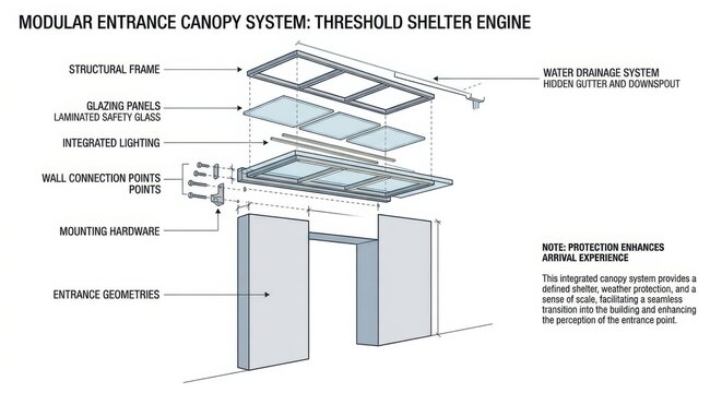 Exploded View Diagram of an Entrance Canopy Shelter System