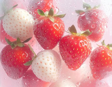 strawberry and water drops