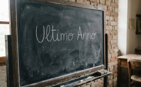 Ultimo Anno lavagna scolastica scritta gesso scuola istruzione educazione conclusiva