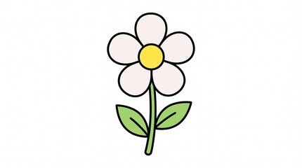Obraz premium Cute White Flower Cartoon Vector Illustration Isolated on White