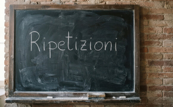 Ripetizioni scritte su lavagna per lezioni private e studio scolastico