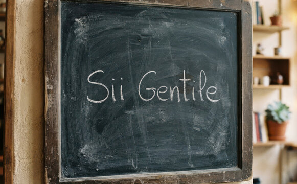 Sii Gentile lavagna scritta a mano messaggio gentilezza ispirazione motivazione educazione