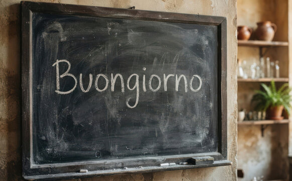 Buongiorno lavagna scritta gesso buongiorno buongiorno concetto accoglienza italiana