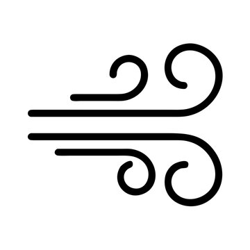 Wind line icon, blowing air flow, breeze weather forecast and windy climate outline vector symbol